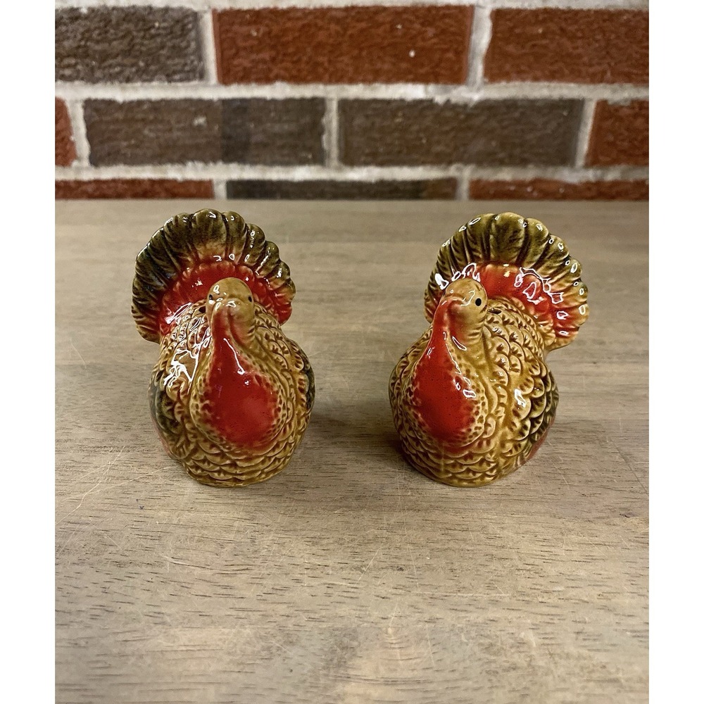 Vintage Turkey Ceramic Salt & Pepper Shaker Set Fall/Thanksgiving